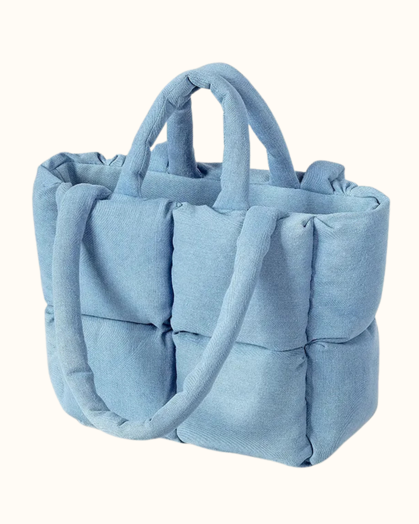 The Luxe Quilt Tote | Mom Handbag | Light Blue