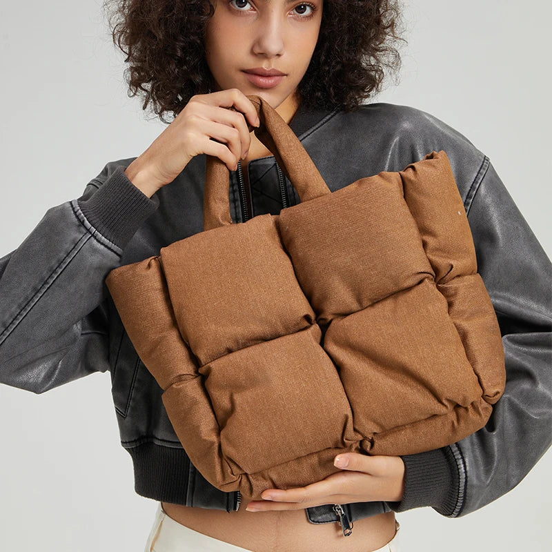 The Luxe Quilt Tote | Mom Handbag | Brown