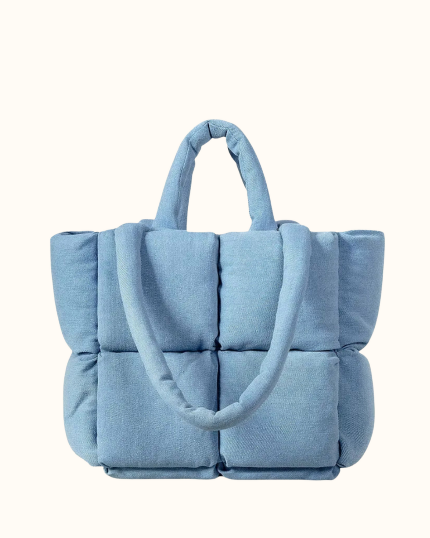 The Luxe Quilt Tote | Mom Handbag | Light Blue