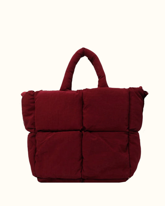 The Luxe Quilt Tote | Mom Handbag | Burgundy