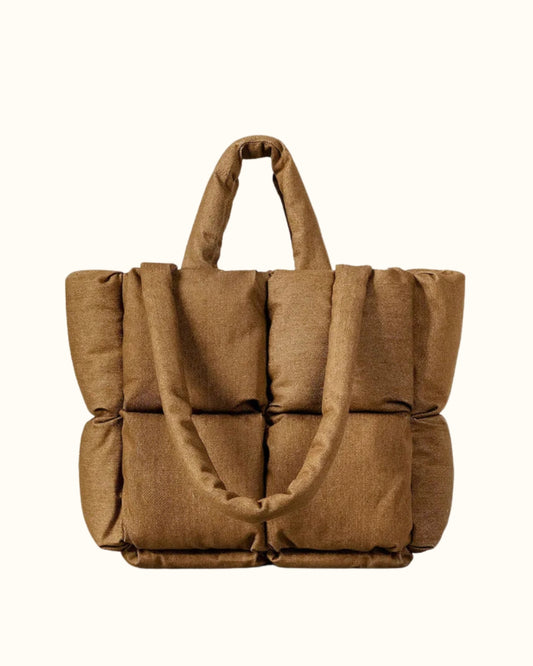 The Luxe Quilt Tote | Mom Handbag | Brown