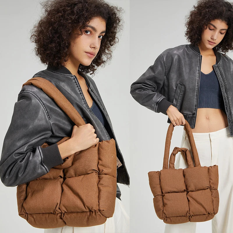 The Luxe Quilt Tote | Mom Handbag | Brown