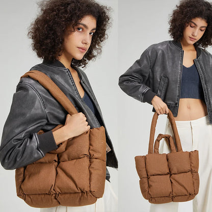 The Luxe Quilt Tote | Mom Handbag | Brown