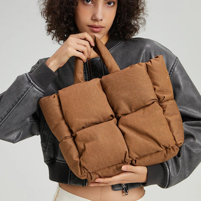 The Luxe Quilt Tote | Mom Handbag | Brown