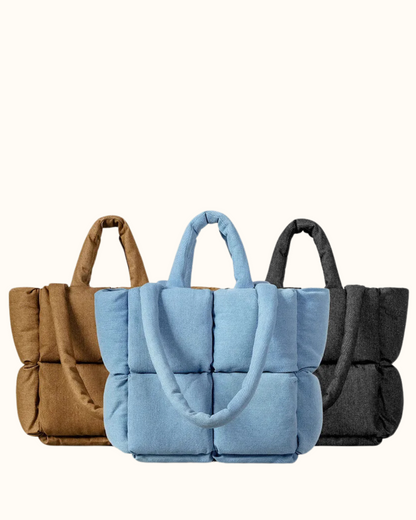The Luxe Quilt Tote | Mom Handbag | Black