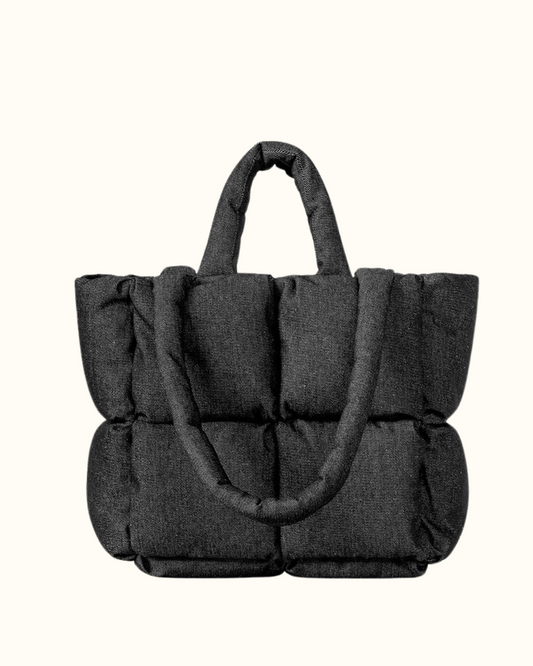 The Luxe Quilt Tote | Mom Handbag | Black